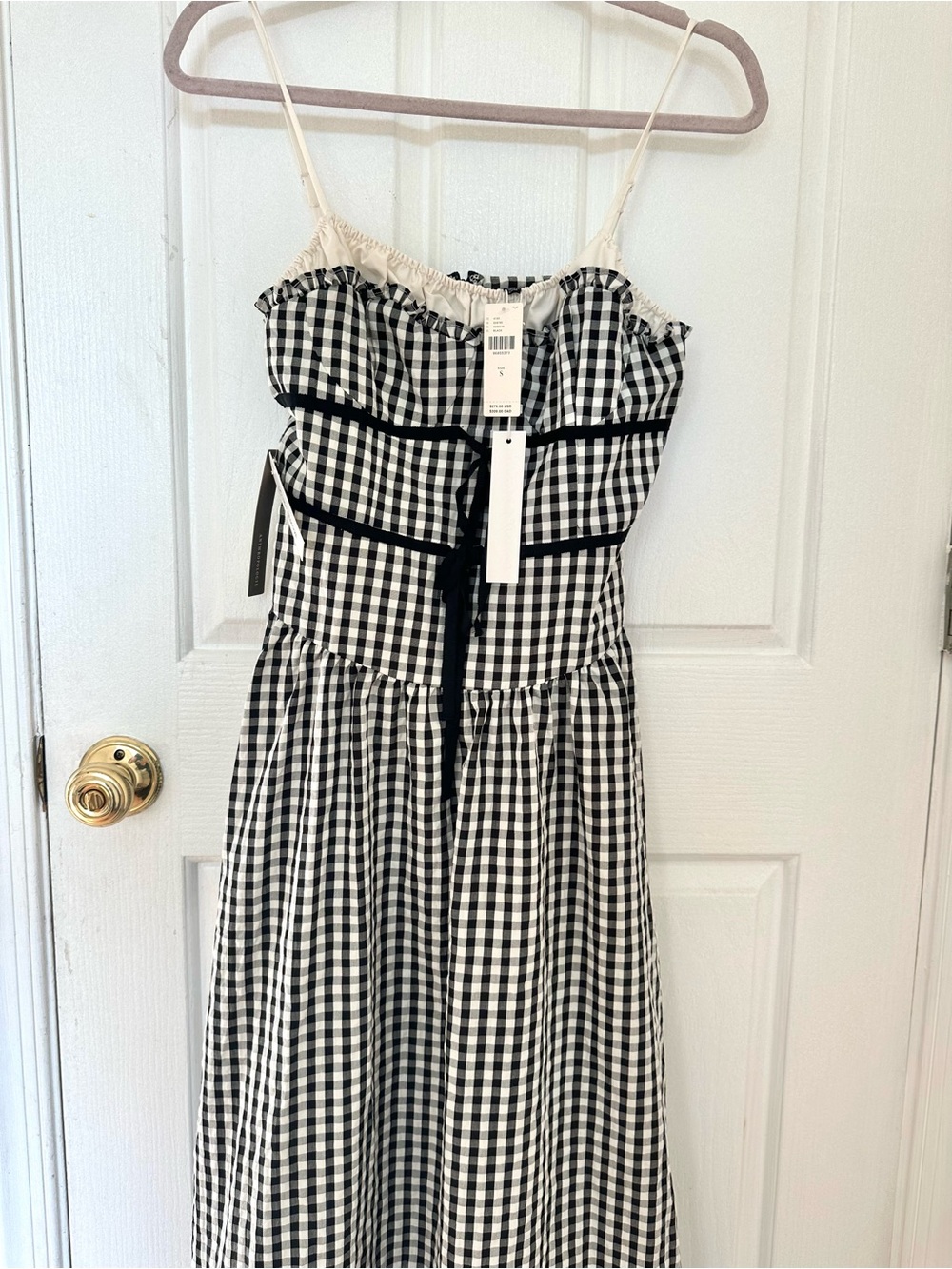 For Love & Lemons Black and White Gingham Midi Dress - Picture 2 of 8